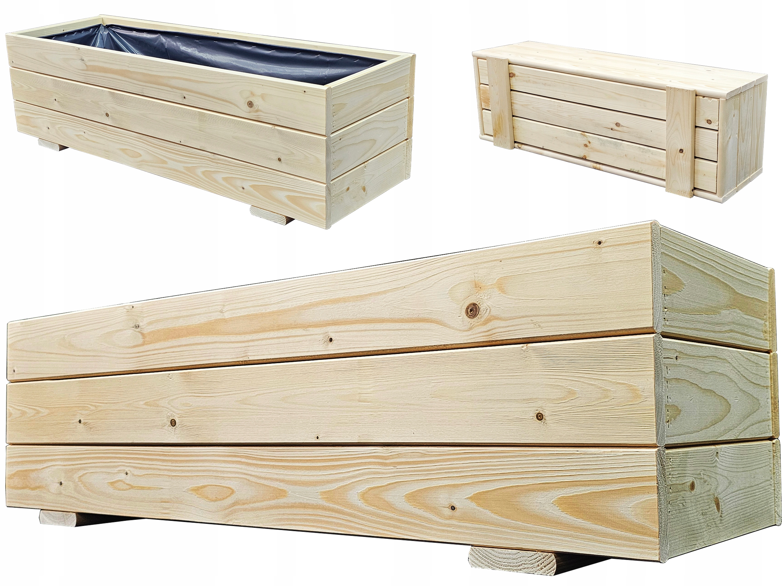 VERSANO kvetináč 100 cm x 30 x 30 cm prírodné drevo