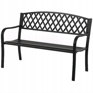 Záhradná lavica - Kovová lavica Aga Garden s operadlom 127 x 60 x 87 cm, čierna