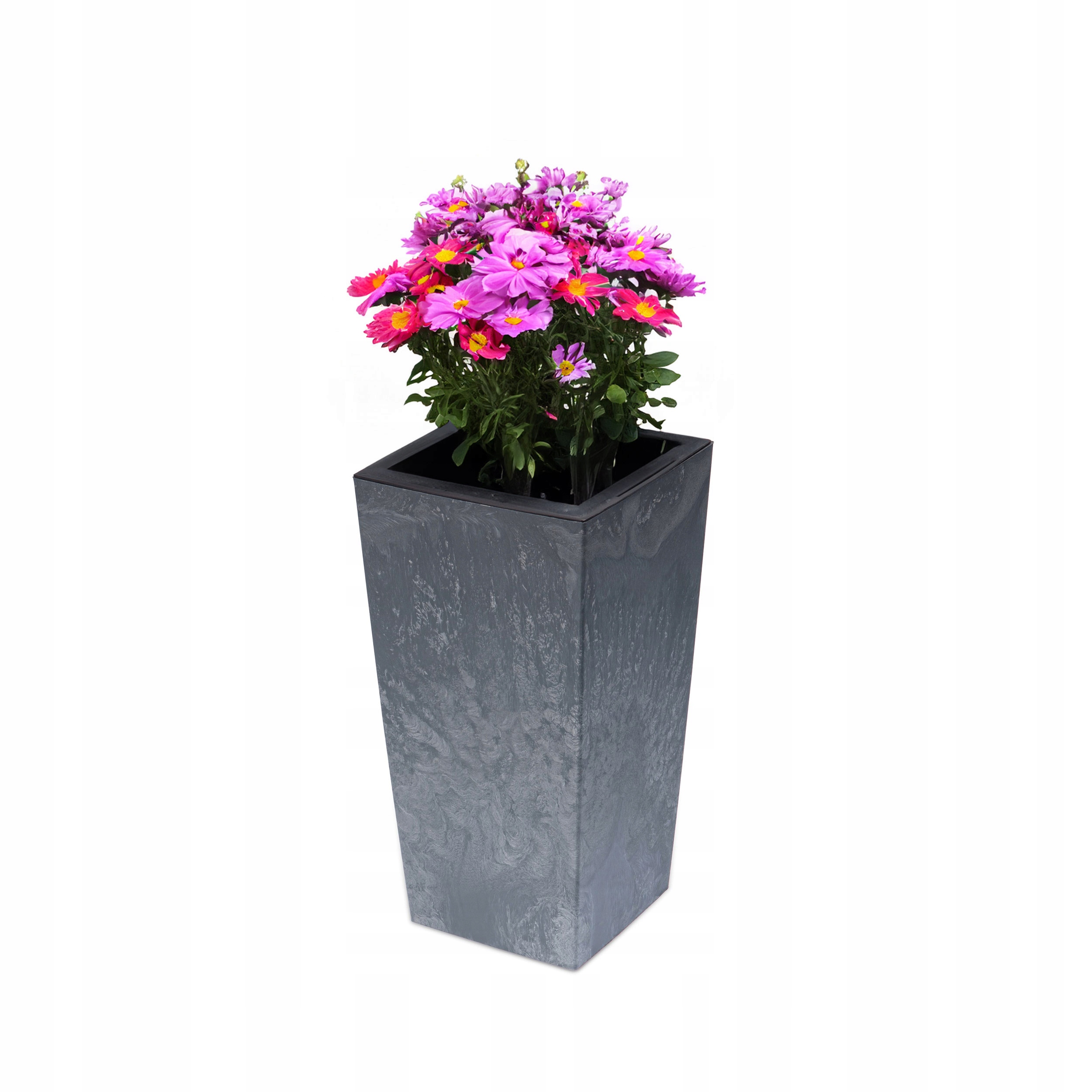 Valle Verde kvetináč 27 cm x 27 x 50 cm priemer 27 cm plastový odtieň sivej a striebornej
