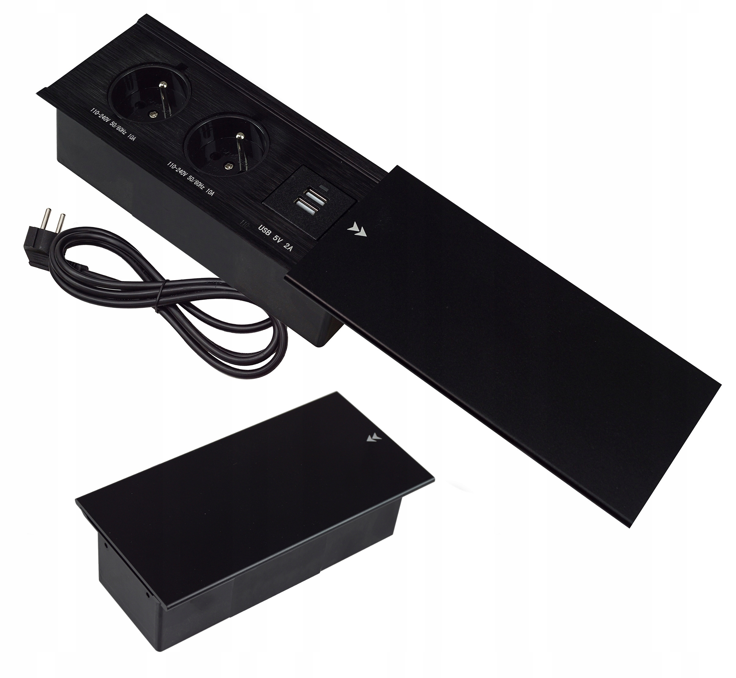 Elektrická zásuvka, stolová USB Adelid čierna