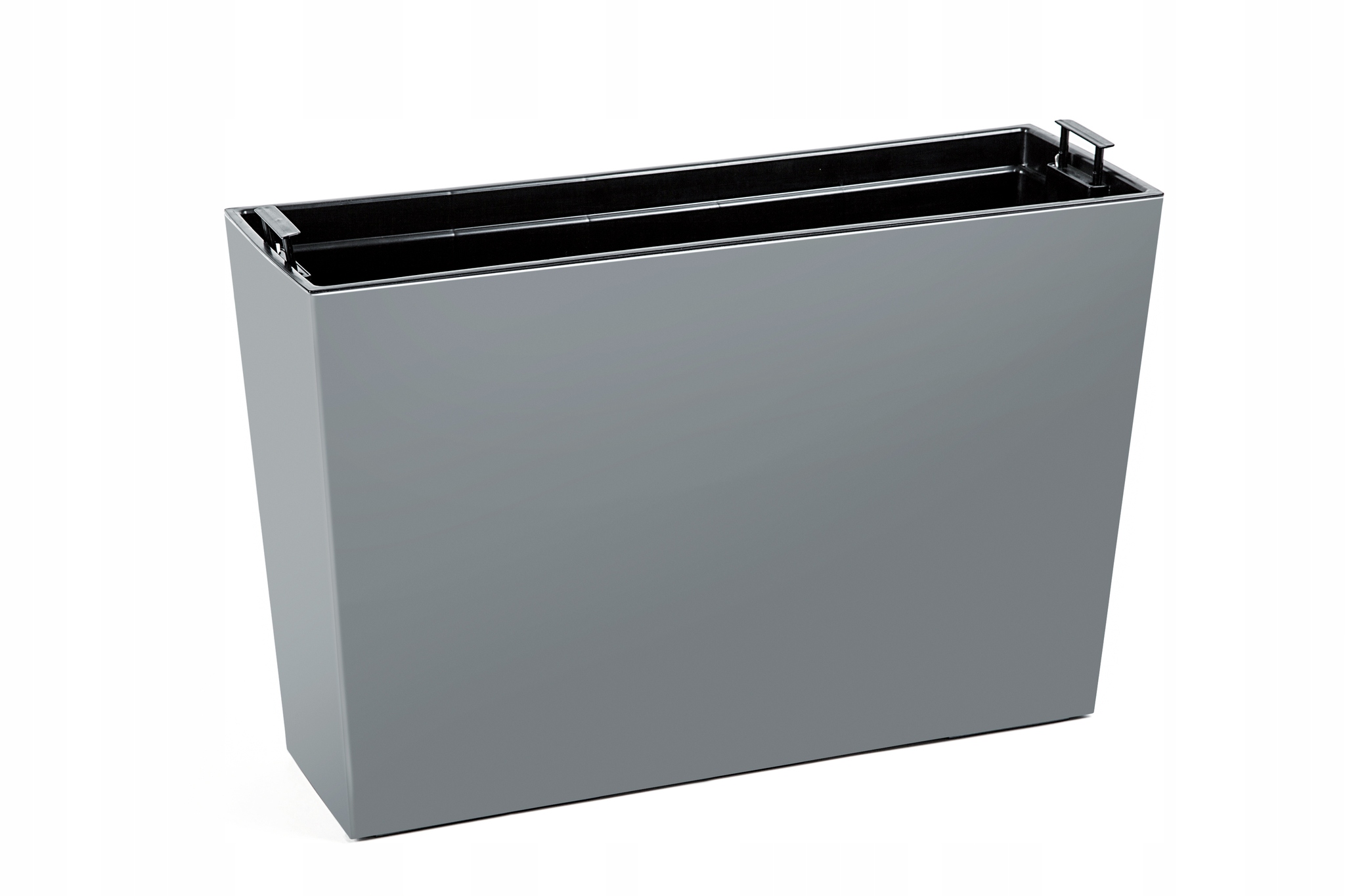 Lamelový kvetináč 56 cm x 18,5 x 36,5 cm priemer 19 cm plast odtiene sivej a striebornej