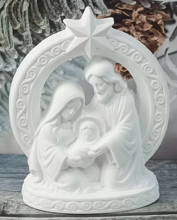 Sadrová vianočná dekorácia – 3D ornament (11 × 9 cm)