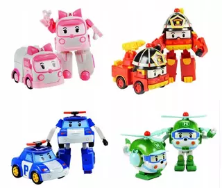Sada 4 figúrok Robocar auto Poli Amber Helly VYPR