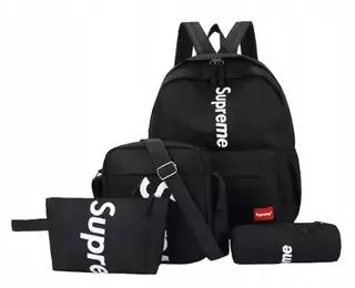 Školská taška - batoh Supreme+kozmetická taštička+peračník+taštička ČIERNY