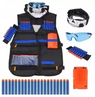 Nerf sada vesta + NERF náboje + okuliare