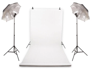 Foto štúdio zostava STUDIO SET 2x150 W + FOTOGRAFICKÁ POZADIE Biele
