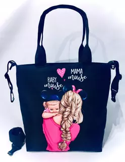 Taška mama a dcérka MYŠKA na čiernom pozadí
