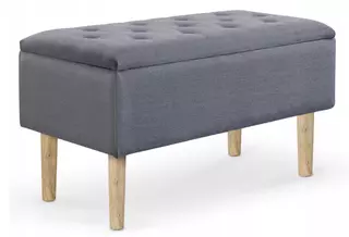 Šedá čalúnená lavica CLEO Sivá látka+drevo nohy