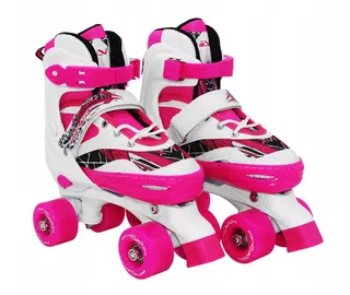 Detské nastaviteľné kolieskové korčule RUŽOVÉ 31-34
