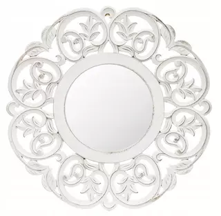 Štýlové zrkadlo okrúhle, Bielo-hnedé 60 cm