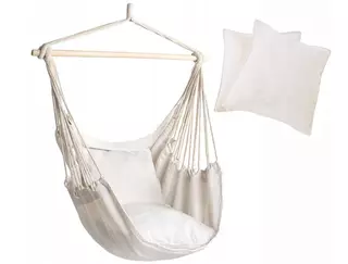 Záhradná hojdačka - závesné hojdacie kreslo BOHO KRÉMOVÉ