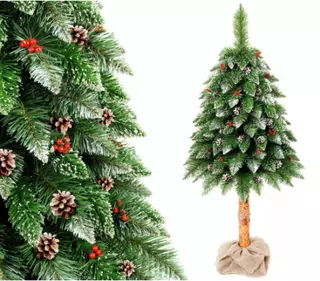 Vianočný stromček umelý Borovica na pni 180 cm s jarabinou VYPR