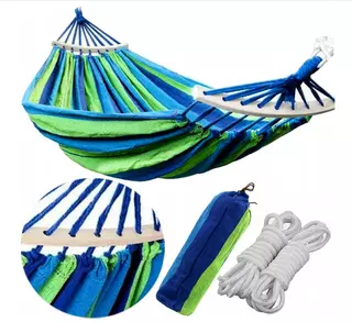 Hojdacia sieť - HAMAK XXL 260x150 cm Zeleno-modrá