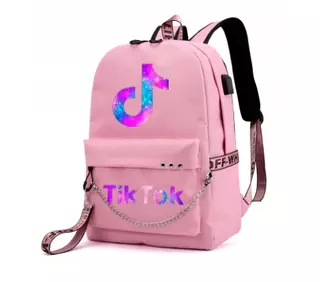 Školský batoh - ruksak TIK TOK galaxy A4 USB RUŽOVÝ