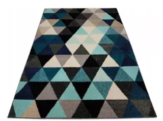 Koberec DECORA trojuholníky 100x150 cm ŠEDO-TYRKYSOVÝ VYPR