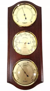 Fischerova meteorologická stanica barometer, vlhkomer, teplomer v mosadznom puzdre RETRO