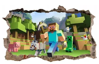 Nálepka na stenu MINECRAFT 3D 100x166 cm