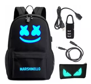 Školský batoh - ruksak MARSHMELLO+peračník+USB ČIERNY