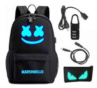 Školský batoh - ruksak MARSHMELLO+peračník+USB (Inna) ČIERNY VYPR