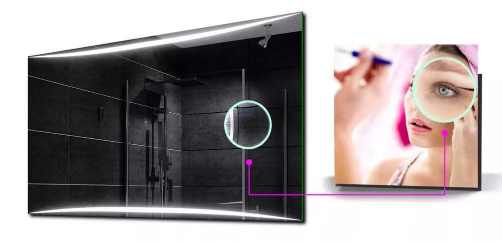 Zrkadlo LED 70x70 do kúpeľne zimné + kozmetické zväčšovacie zrkadlo