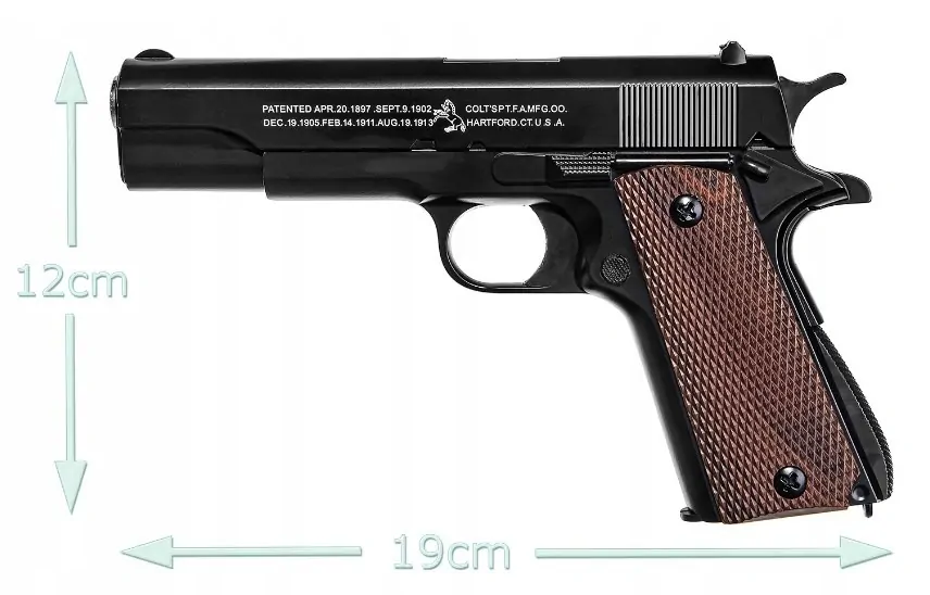 Replika pištole M1911+Granát 800 ks BB guličiek VYPR