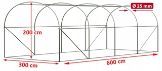 Fóliovník - Fóliový tunel 18 m² 6 x 3 cm strieborný