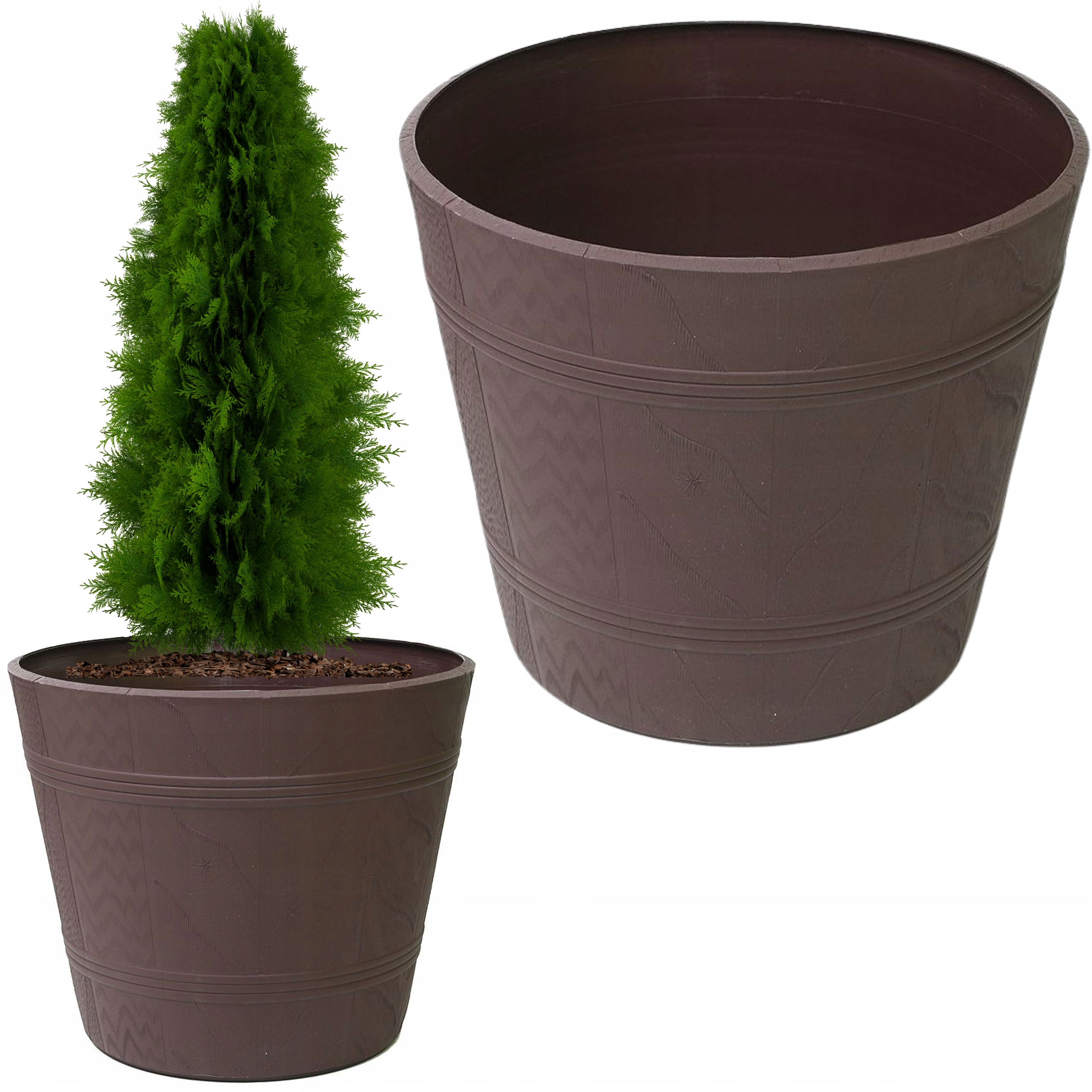 Form-Plastový kvetináč 42 cm x 42 x 35,5 cm priemer 42 cm plastové odtiene hnedej a béžovej