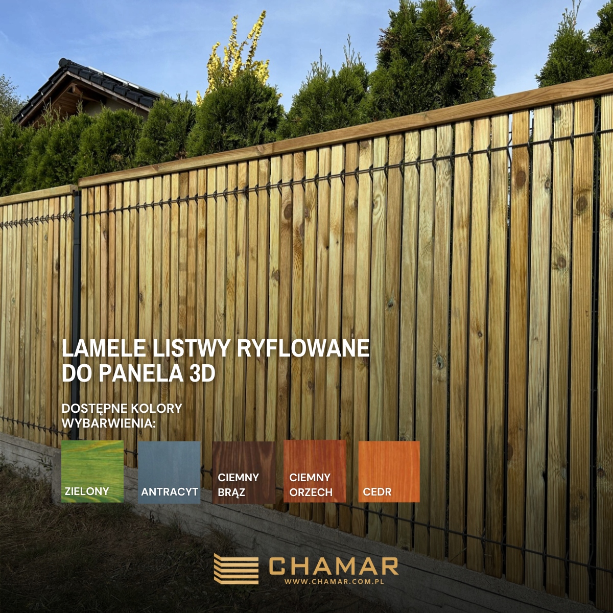 Rozpätie plotu CHAMAR 250 x 140 cm drevo
