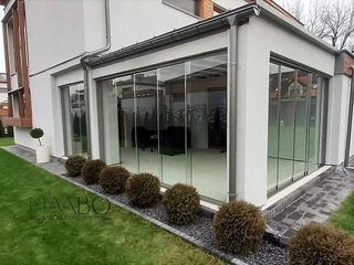 Pavilón, prístrešok  - NAABO sklenená stena 300 x 8 x 220 cm