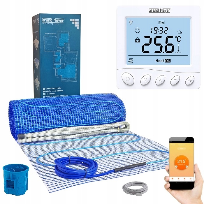 Vykurovacia podložka pod dlažbu - 180W/m² - SET 3m² + WiFi ovládač