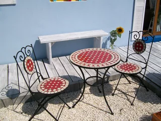 Záhradný nábytok - Balkónový set Tabuľka + 2 stoličky Mosaic Tarass