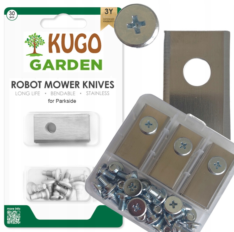 Čepeľ pre robotickú kosačku KUGOgarden, nehrdzavejúca oceľ, 30 ks, pre Parkside