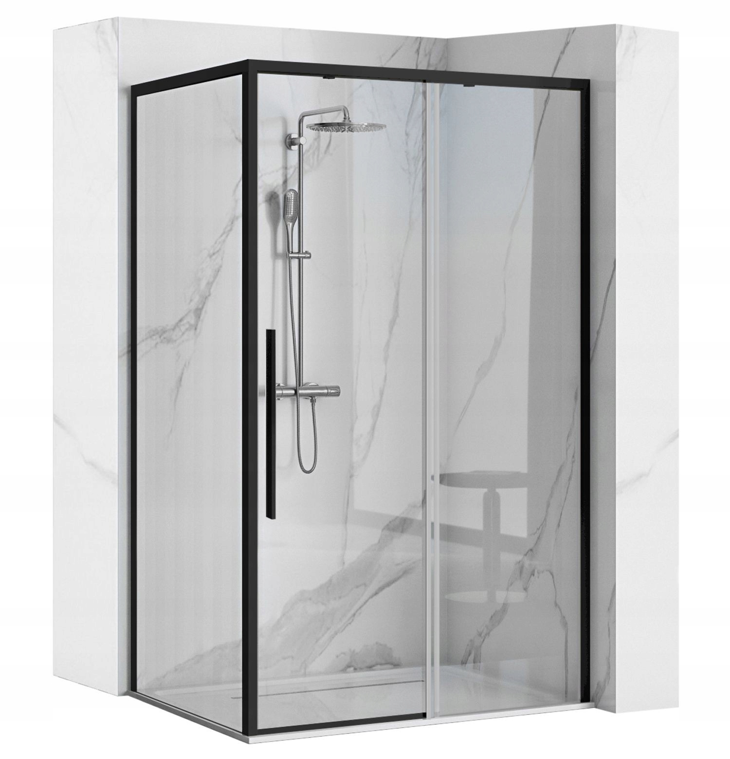 Sprchový kút Rea Solar Black s posuvnými dverami 120 x 90 cm
