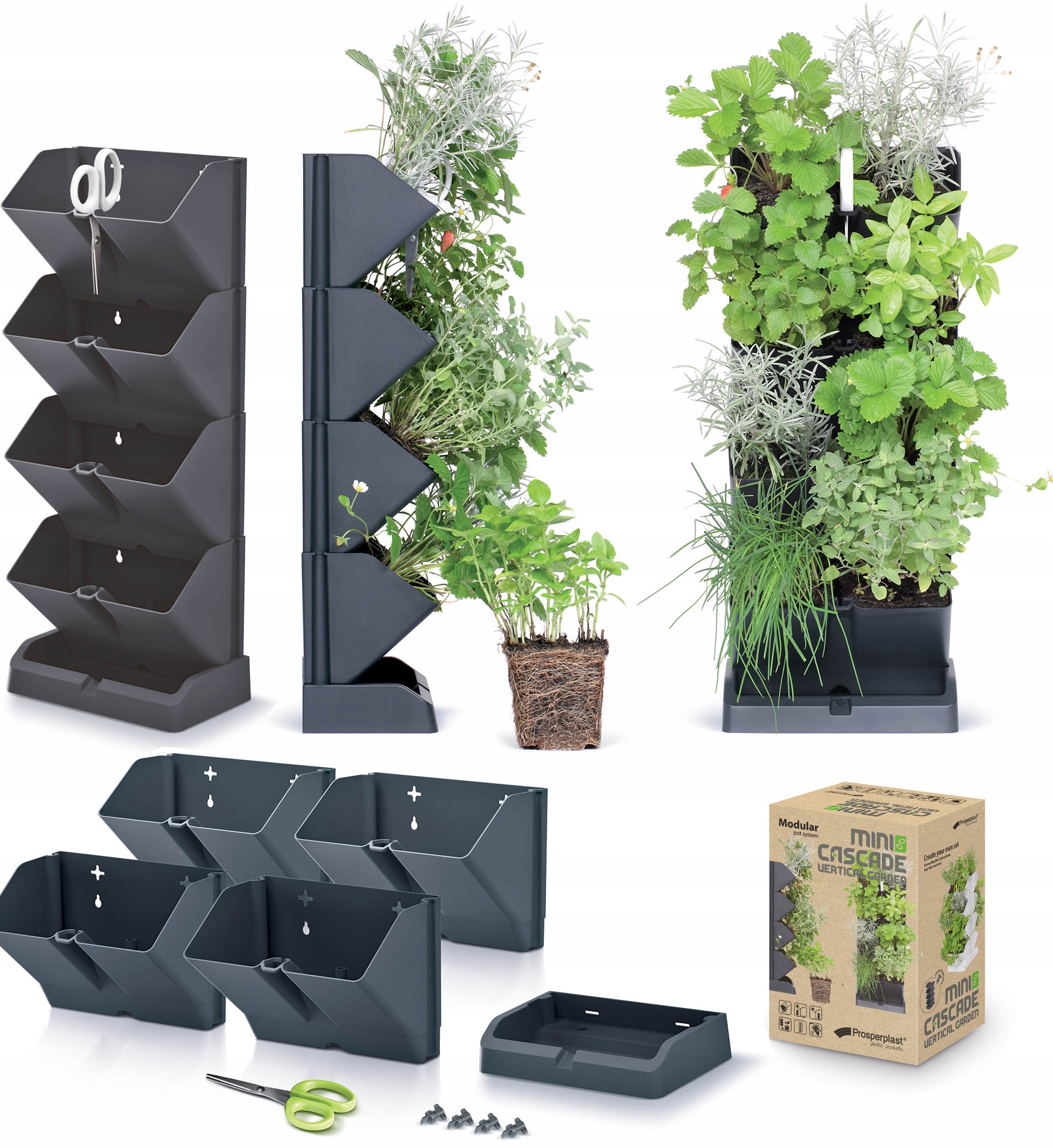 Prosperplast kvetináč 11 cm x 19,5 x 47,5 cm plastový čierny, grafit