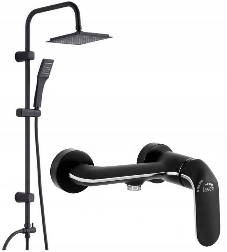Kuchinox Hiro sprchový set + čierna sprchová batéria Laveo Zorita